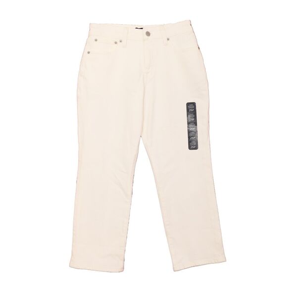 J.CREW Curvy Essential Straight Petite 26P High Rise White Jeans Denim NWT B69 - Picture 2 of 6